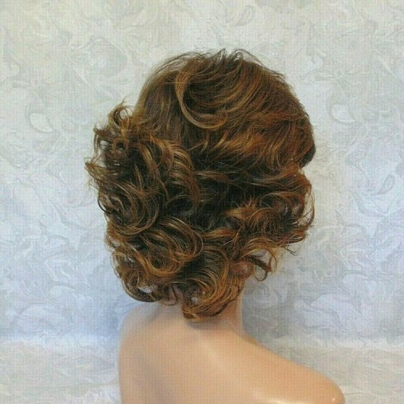 New Curly Brown/Auburn Tipped Heat Resistant Wig main image 5
